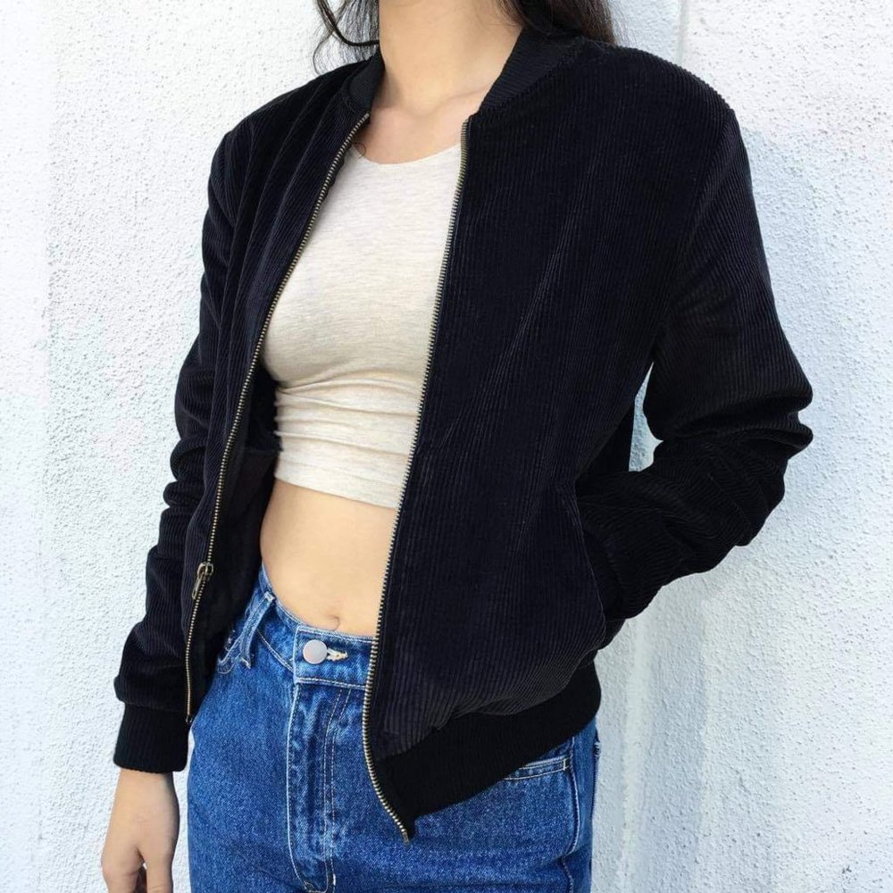 *Worn Once* American Apparel Corduroy Bomber in Black Size S